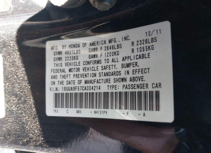 Photo 9 of 2012 Acura Tl 3.7 (VIN 19UUA9F57CA004214)