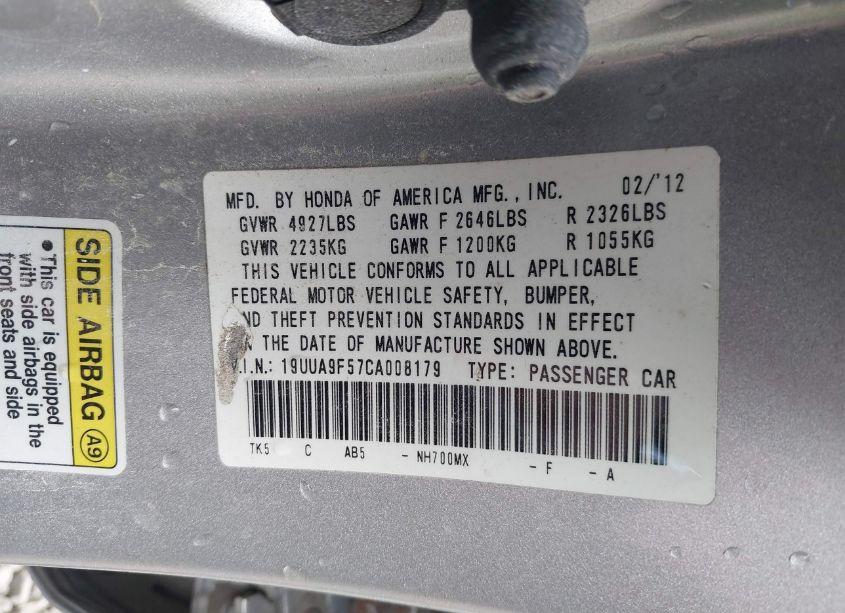 Photo 9 of 2012 Acura Tl 3.7 (VIN 19UUA9F57CA008179)