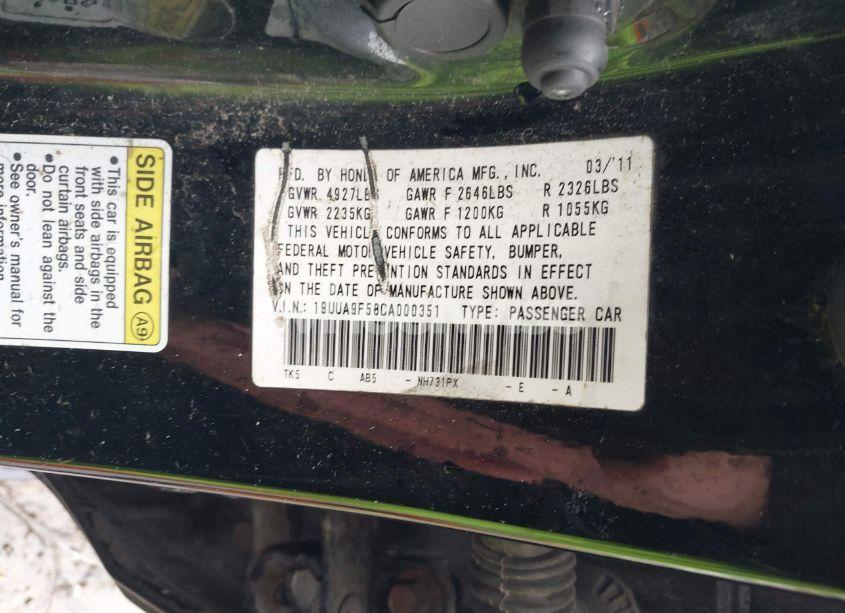 Photo 9 of 2012 Acura Tl 3.7 (VIN 19UUA9F58CA000351)