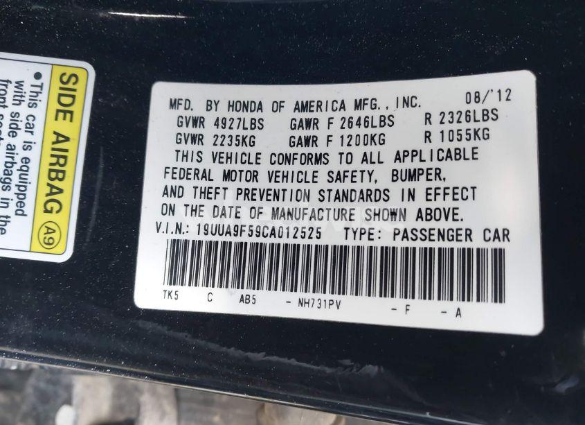 Photo 9 of 2012 Acura Tl 3.7 (VIN 19UUA9F59CA012525)