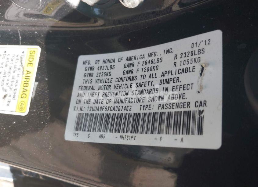 Photo 9 of 2012 Acura Tl 3.7 (VIN 19UUA9F5XCA007463)