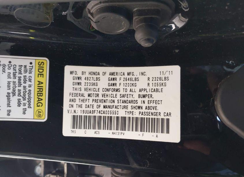 Photo 9 of 2012 Acura Tl 3.7 (VIN 19UUA9F74CA005550)