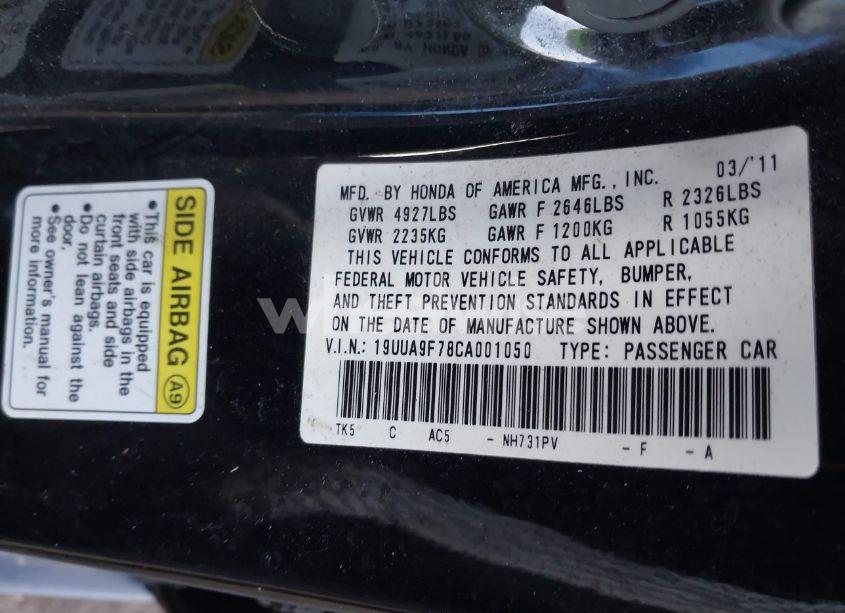 Photo 9 of 2012 Acura Tl 3.7 (VIN 19UUA9F78CA001050)