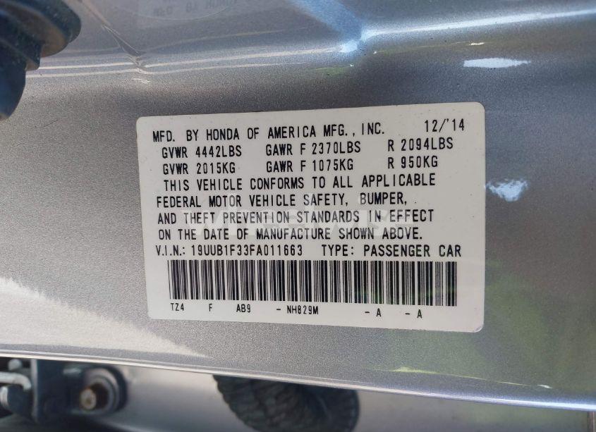 Photo 9 of 2015 Acura Tlx (VIN 19UUB1F33FA011663)