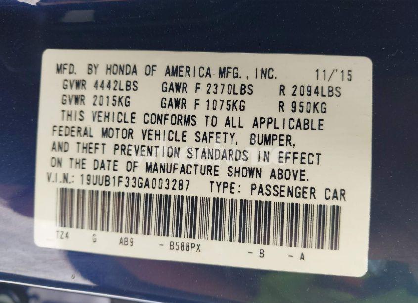 Photo 9 of 2016 Acura Tlx (VIN 19UUB1F33GA003287)