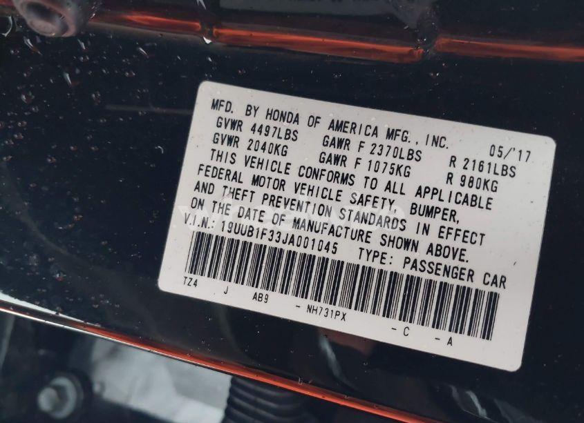 Photo 9 of 2018 Acura Tlx (VIN 19UUB1F33JA001045)