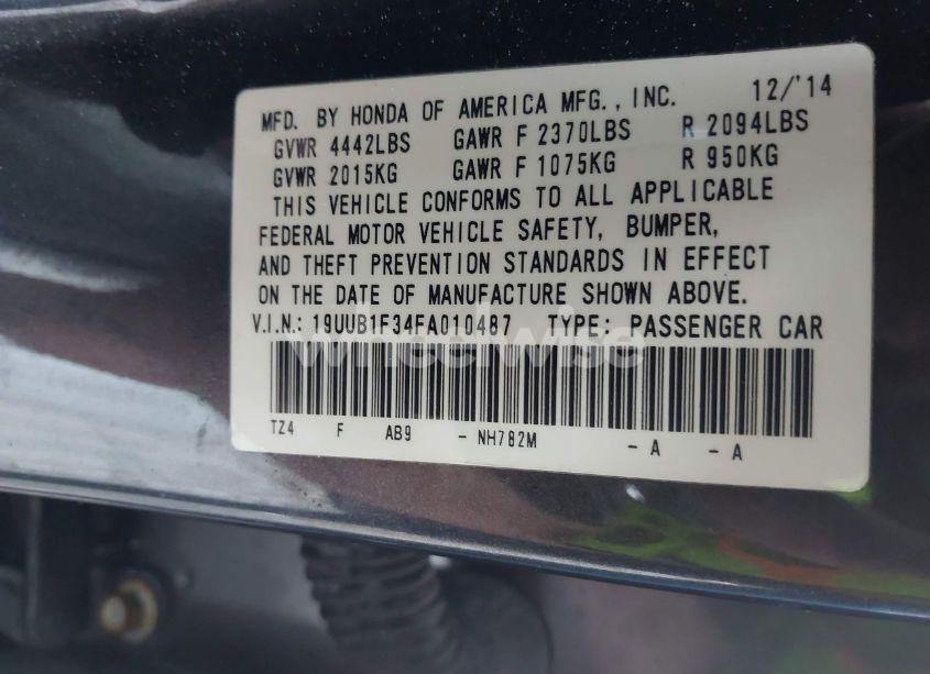 Photo 9 of 2015 Acura Tlx (VIN 19UUB1F34FA010487)