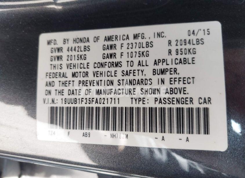 Photo 9 of 2015 Acura Tlx (VIN 19UUB1F35FA021711)