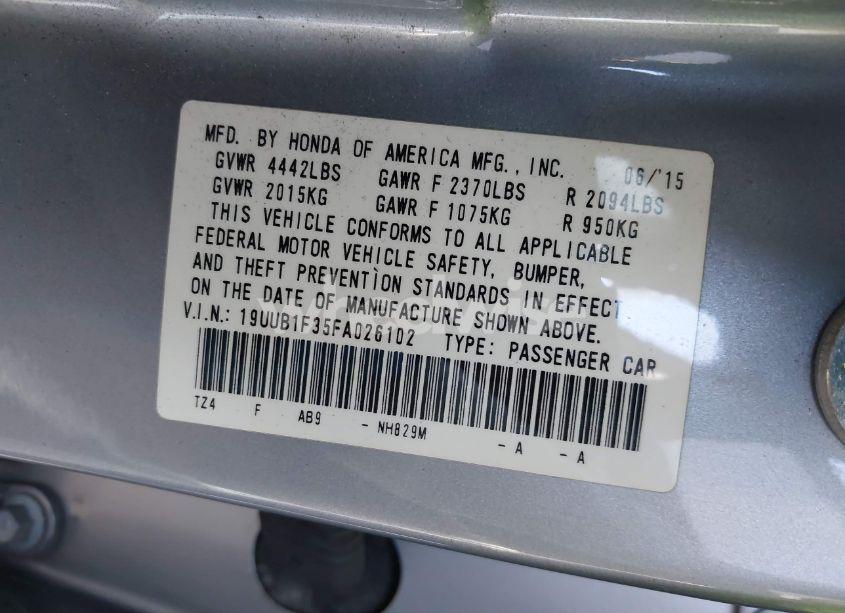 Photo 9 of 2015 Acura Tlx (VIN 19UUB1F35FA026102)