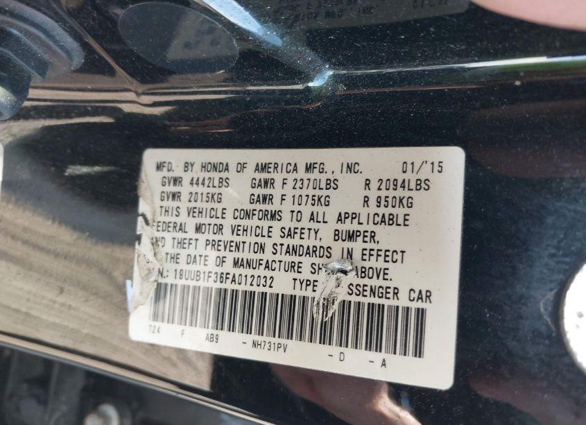 Photo 9 of 2015 Acura Tlx (VIN 19UUB1F36FA012032)