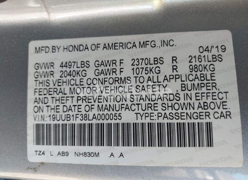 Photo 9 of 2020 Acura Tlx STANDARD (VIN 19UUB1F38LA000055)