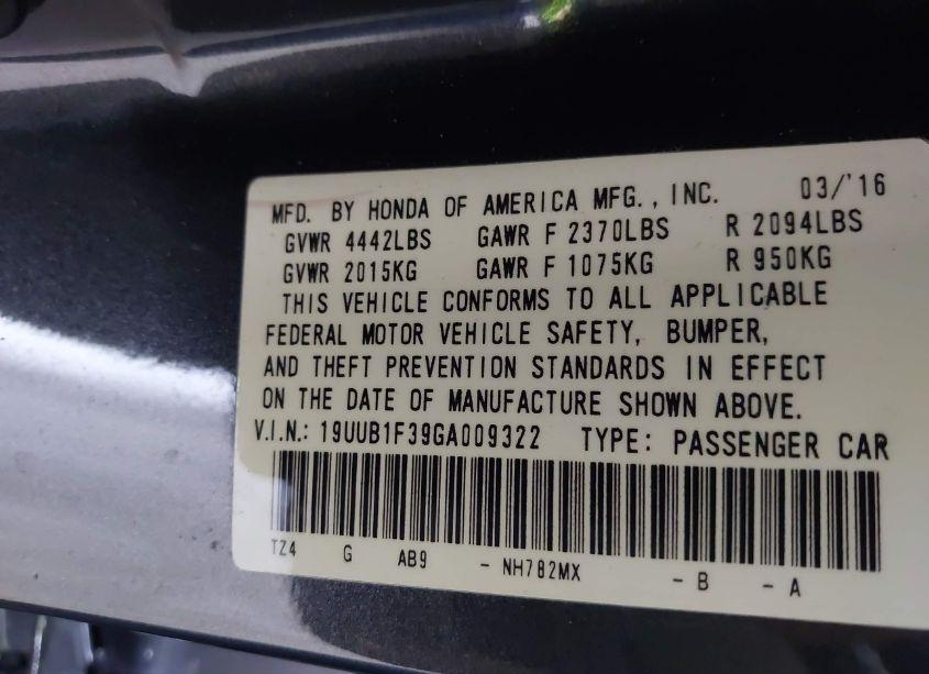 Photo 9 of 2016 Acura Tlx (VIN 19UUB1F39GA009322)