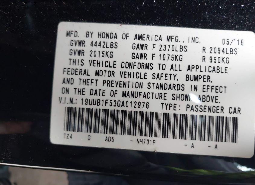 Photo 9 of 2016 Acura Tlx TECH (VIN 19UUB1F53GA012976)