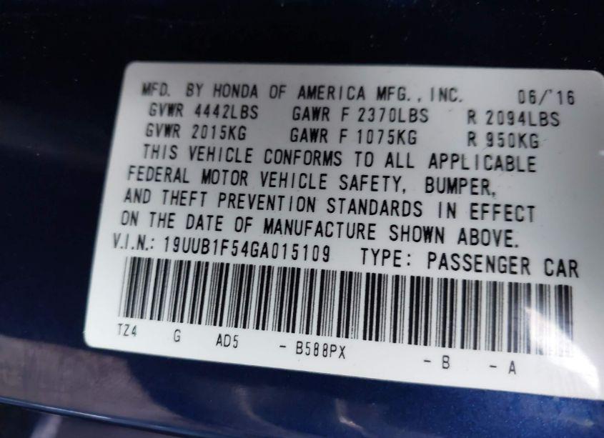 Photo 8 of 2016 Acura Tlx TECH (VIN 19UUB1F54GA015109)