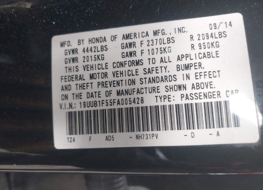 Photo 9 of 2015 Acura Tlx TECH (VIN 19UUB1F55FA005428)