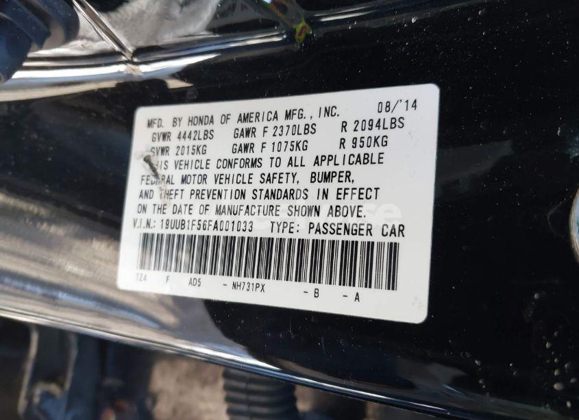 Photo 9 of 2015 Acura Tlx TECH (VIN 19UUB1F56FA001033)