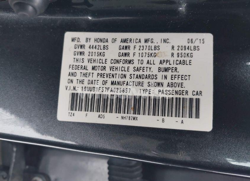 Photo 9 of 2015 Acura Tlx TECH (VIN 19UUB1F57FA025857)