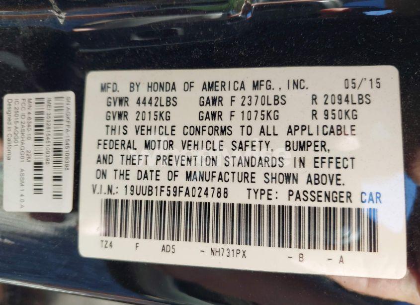 Photo 9 of 2015 Acura Tlx TECH (VIN 19UUB1F59FA024788)