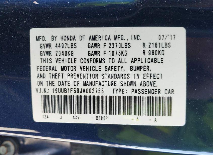 Photo 9 of 2018 Acura Tlx TECH PKG (VIN 19UUB1F59JA003755)