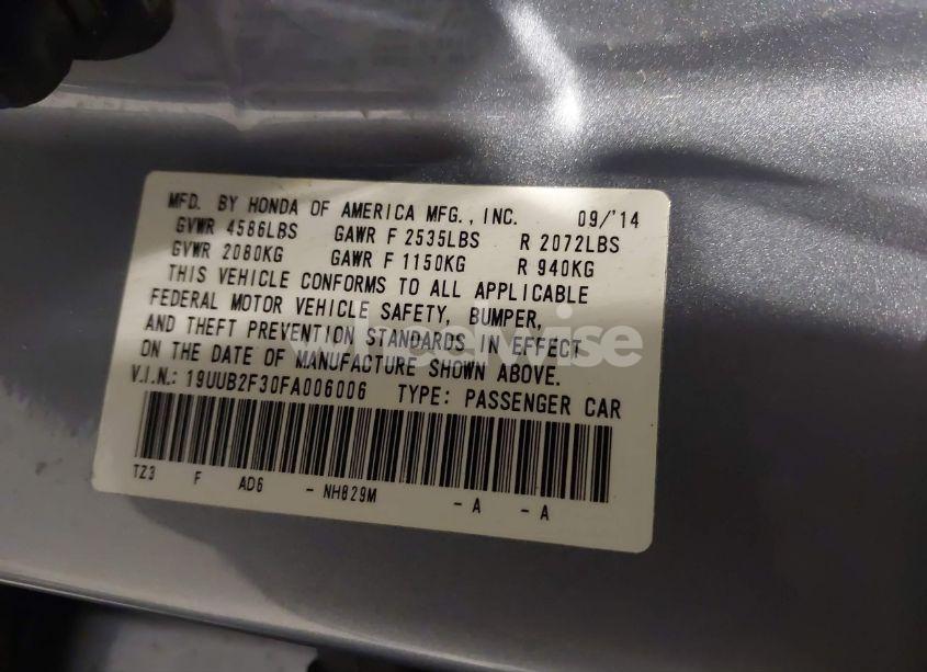 Photo 9 of 2015 Acura Tlx V6 (VIN 19UUB2F30FA006006)