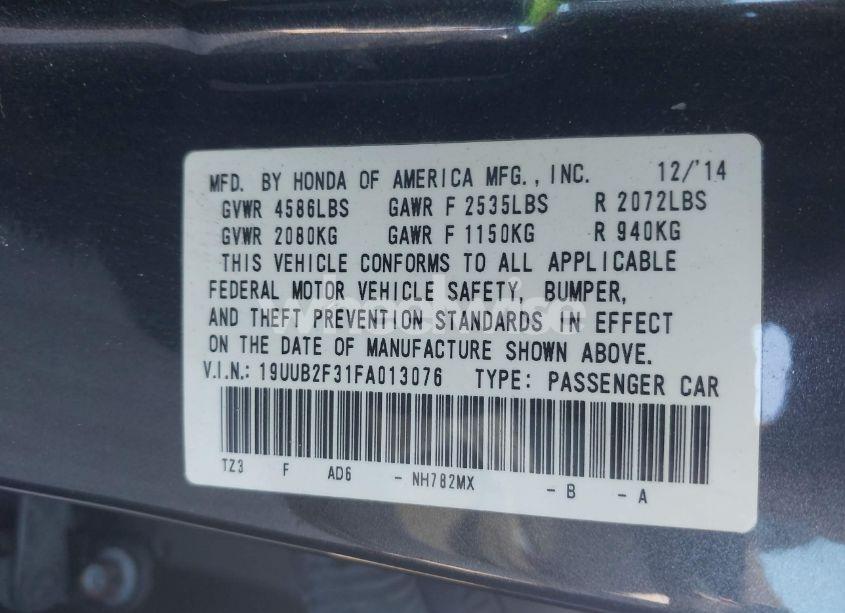 Photo 9 of 2015 Acura Tlx V6 (VIN 19UUB2F31FA013076)