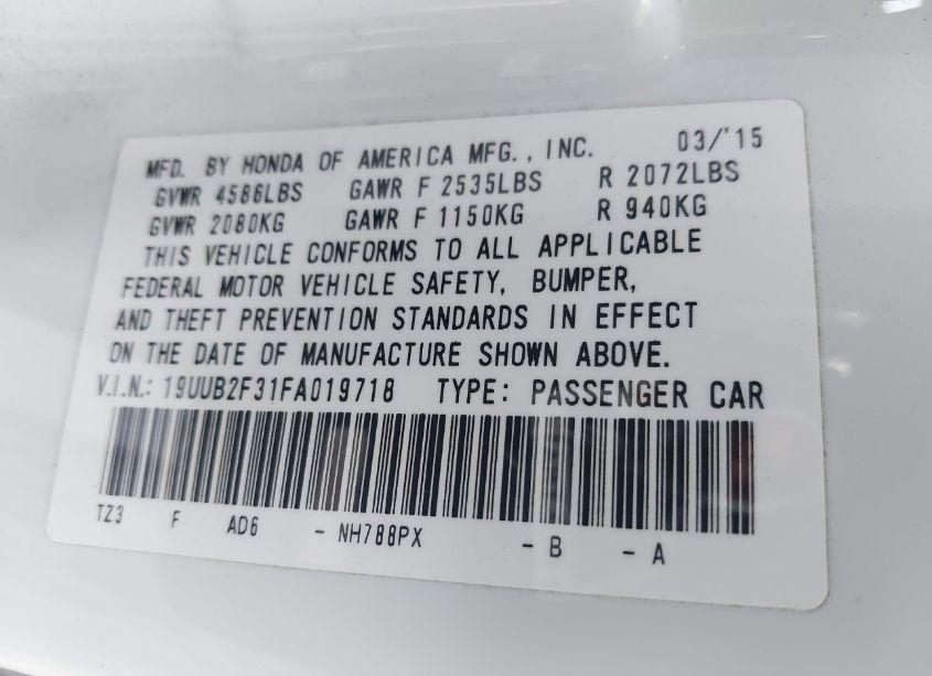 Photo 9 of 2015 Acura Tlx V6 (VIN 19UUB2F31FA019718)