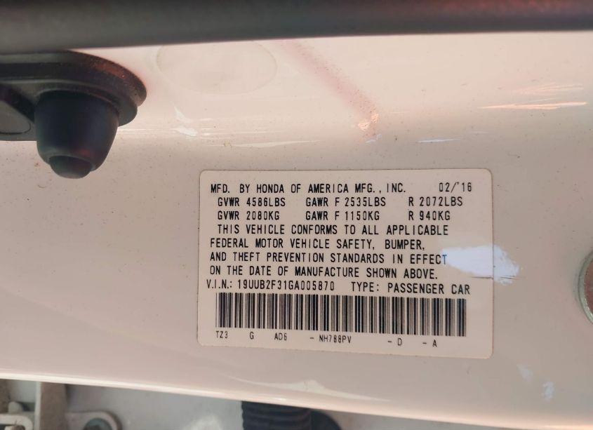 Photo 9 of 2016 Acura Tlx V6 (VIN 19UUB2F31GA005870)