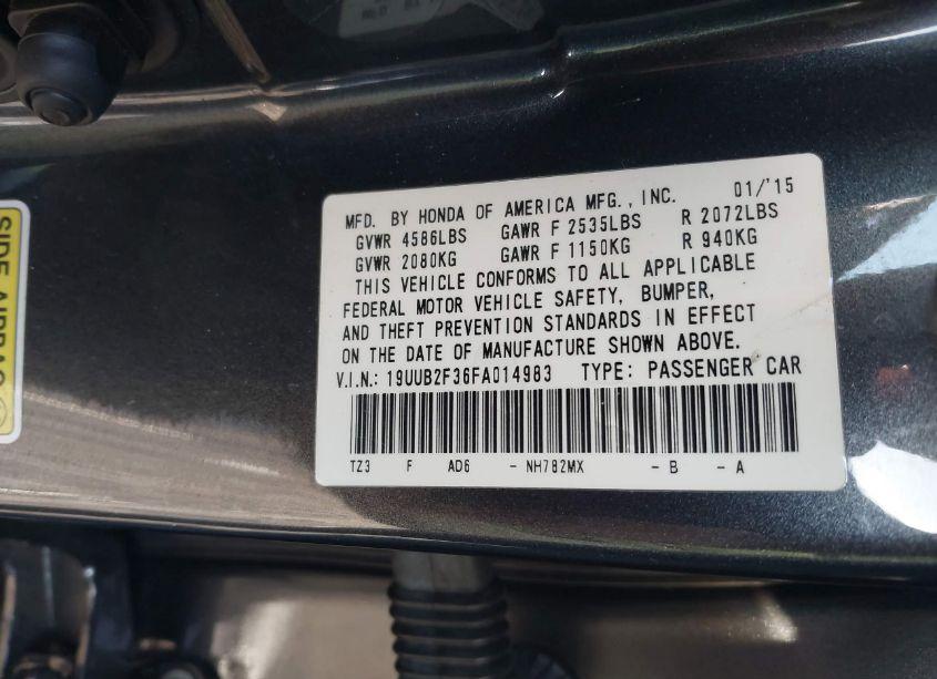 Photo 9 of 2015 Acura Tlx V6 (VIN 19UUB2F36FA014983)