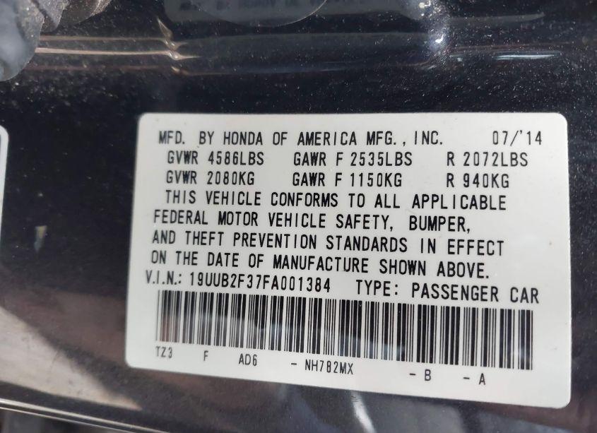Photo 9 of 2015 Acura Tlx V6 (VIN 19UUB2F37FA001384)