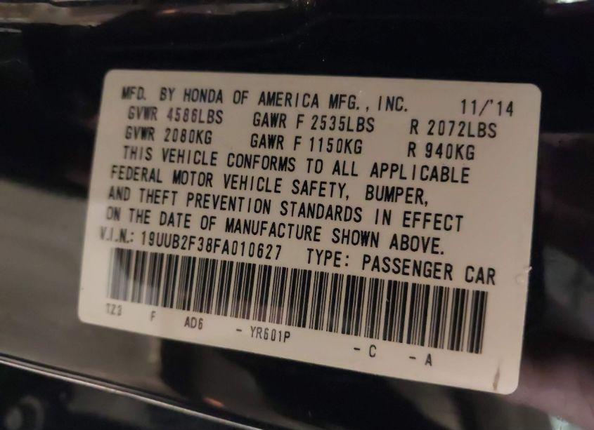 Photo 9 of 2015 Acura Tlx V6 (VIN 19UUB2F38FA010627)