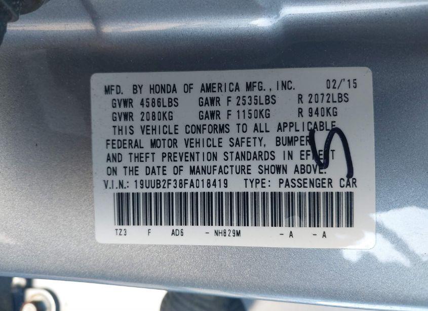 Photo 9 of 2015 Acura Tlx V6 (VIN 19UUB2F38FA018419)