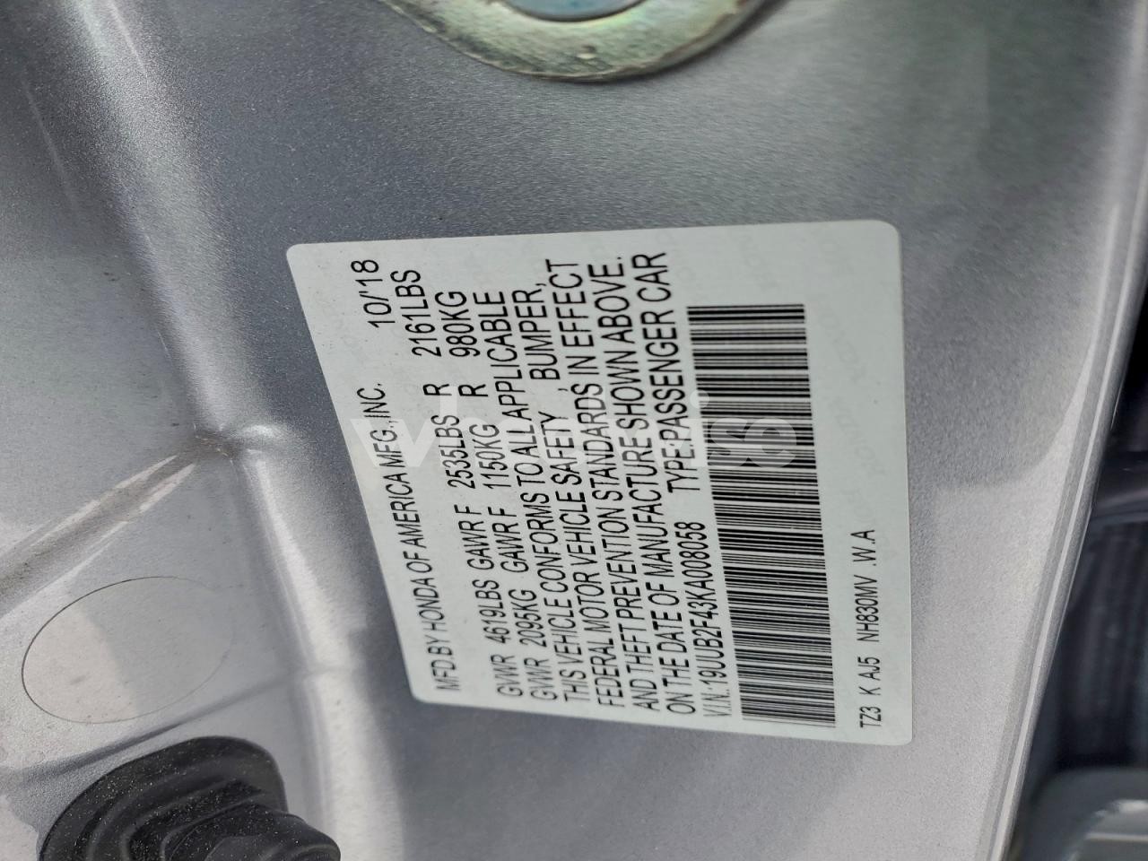 Photo 12 of 2019 ACURA TLX TECHNOLOGY (VIN 19UUB2F43KA008058)