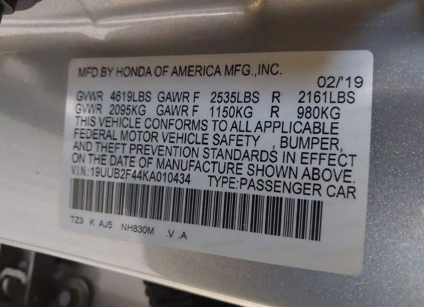 Photo 9 of 2019 Acura Tlx TECH PKG (VIN 19UUB2F44KA010434)