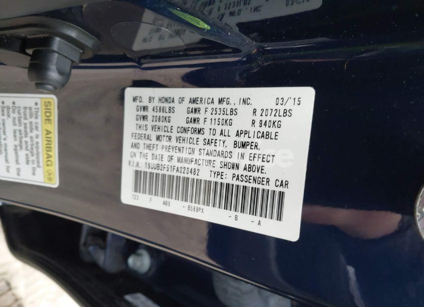 Photo 9 of 2015 Acura Tlx V6 TECH (VIN 19UUB2F51FA020482)