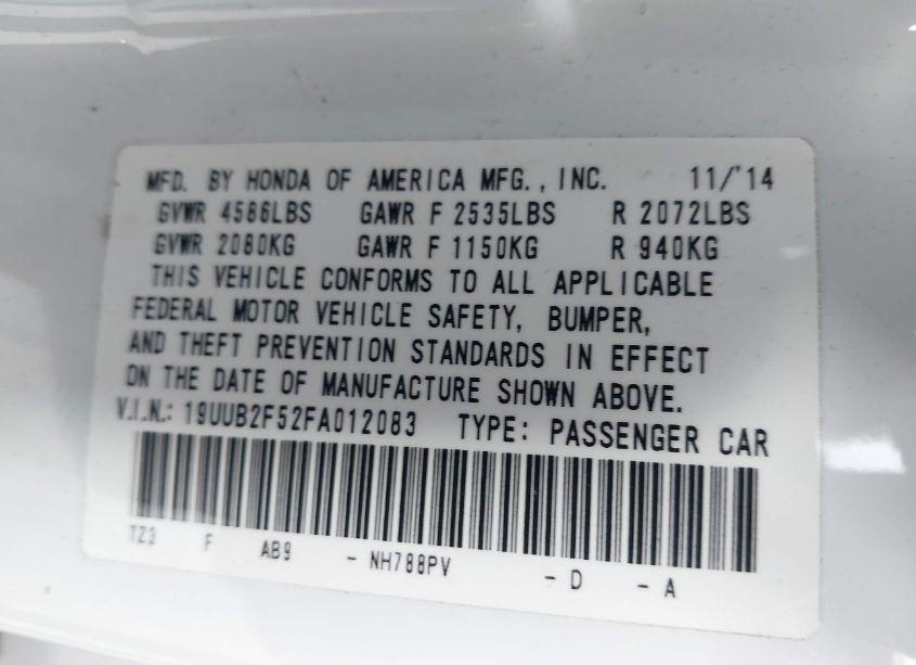 Photo 9 of 2015 Acura Tlx V6 TECH (VIN 19UUB2F52FA012083)