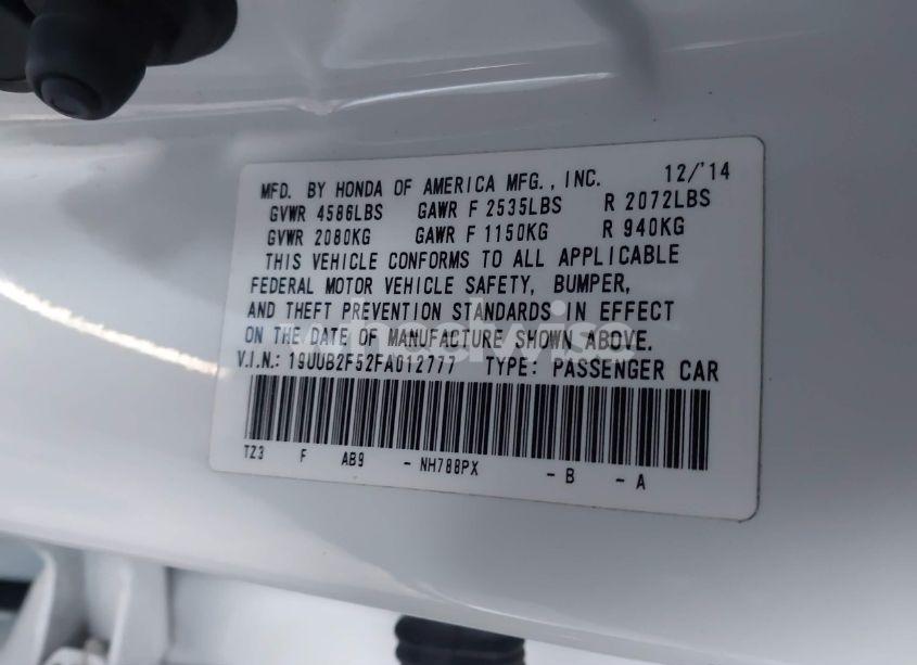 Photo 9 of 2015 Acura Tlx V6 TECH (VIN 19UUB2F52FA012777)