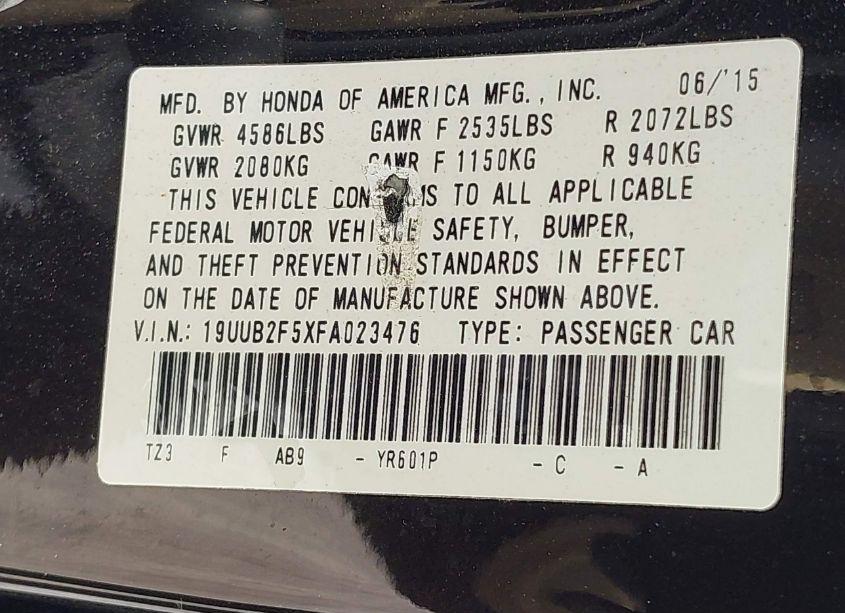 Photo 9 of 2015 Acura Tlx V6 TECH (VIN 19UUB2F5XFA023476)