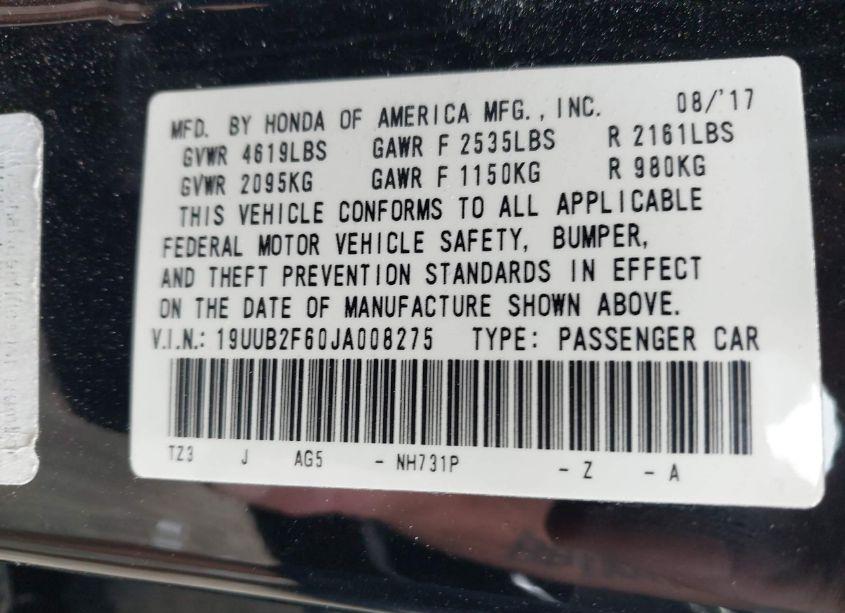 Photo 9 of 2018 Acura Tlx TECH A-SPEC PKGS (VIN 19UUB2F60JA008275)