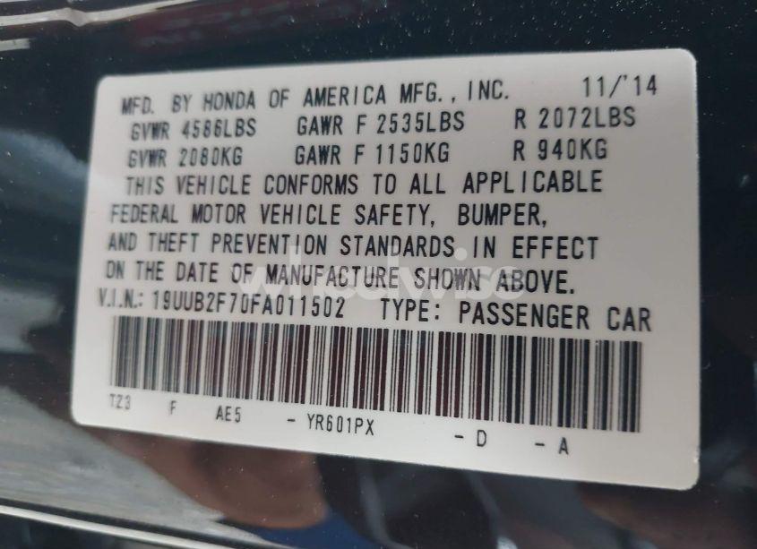 Photo 9 of 2015 Acura Tlx V6 ADVANCE (VIN 19UUB2F70FA011502)