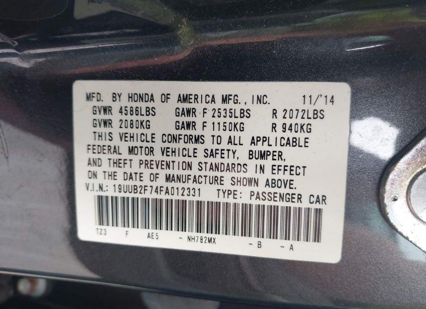 Photo 9 of 2015 Acura Tlx V6 ADVANCE (VIN 19UUB2F74FA012331)