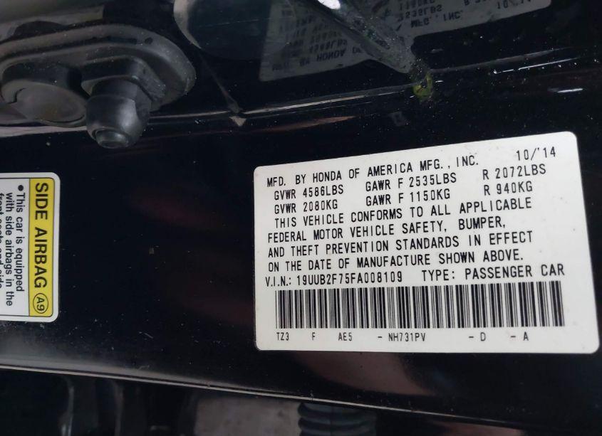 Photo 9 of 2015 Acura Tlx V6 ADVANCE (VIN 19UUB2F75FA008109)