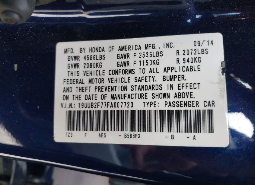 Photo 9 of 2015 Acura Tlx V6 ADVANCE (VIN 19UUB2F77FA007723)