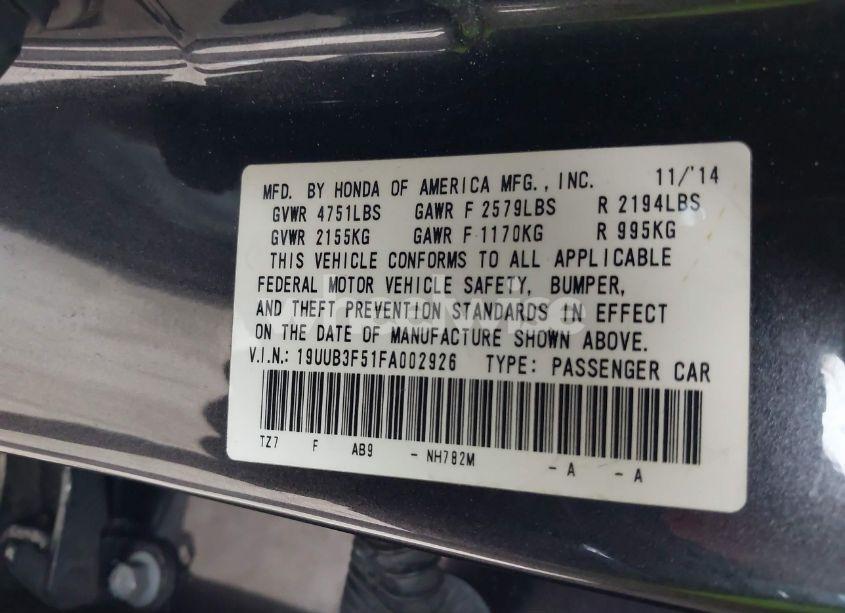 Photo 9 of 2015 Acura Tlx V6 TECH (VIN 19UUB3F51FA002926)