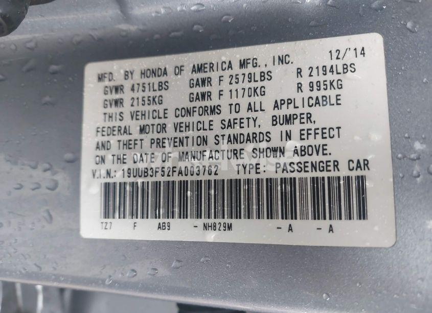 Photo 9 of 2015 Acura Tlx V6 TECH (VIN 19UUB3F52FA003762)