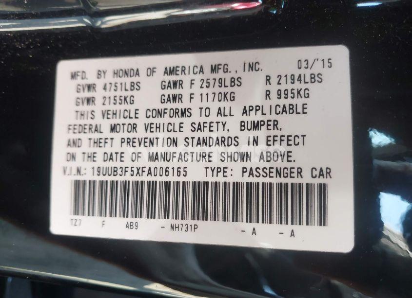 Photo 9 of 2015 Acura Tlx V6 TECH (VIN 19UUB3F5XFA006165)