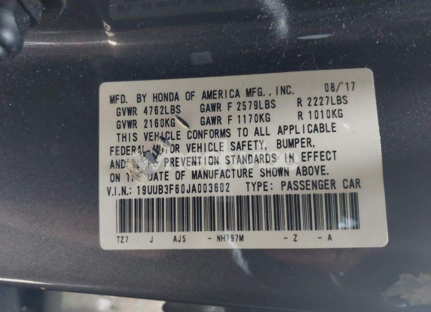 Photo 9 of 2018 Acura Tlx TECH A-SPEC PKGS (VIN 19UUB3F60JA003602)