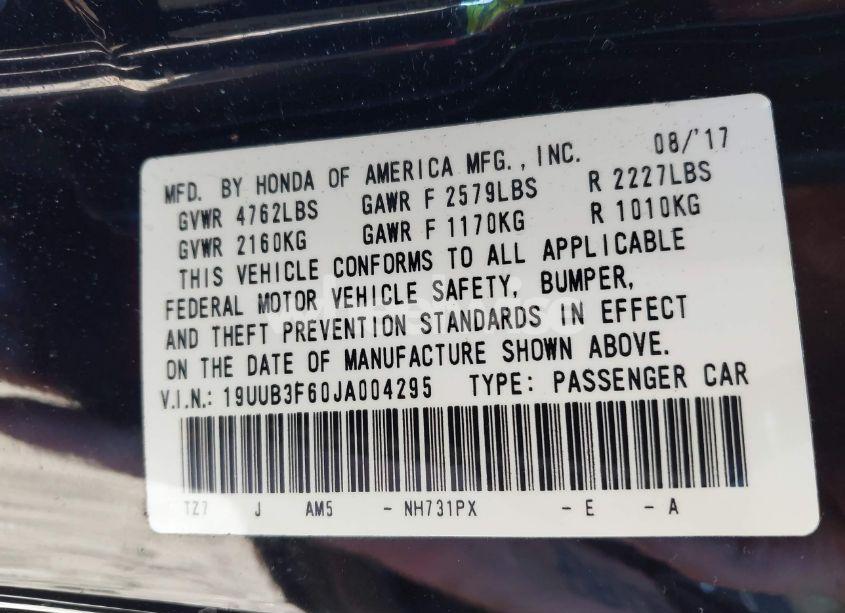 Photo 9 of 2018 Acura Tlx TECH A-SPEC PKGS (VIN 19UUB3F60JA004295)