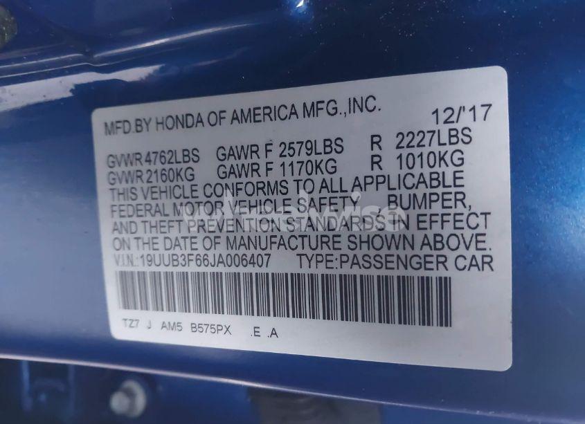 Photo 9 of 2018 Acura Tlx TECH A-SPEC PKGS (VIN 19UUB3F66JA006407)