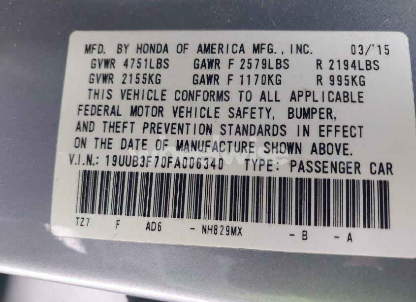 Photo 9 of 2015 Acura Tlx V6 ADVANCE (VIN 19UUB3F70FA006340)