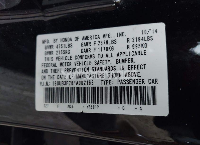 Photo 9 of 2015 Acura Tlx V6 ADVANCE (VIN 19UUB3F76FA002163)